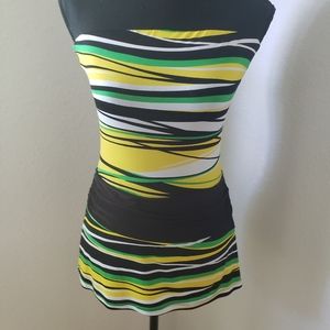 Black, Green and Gold Striped Top